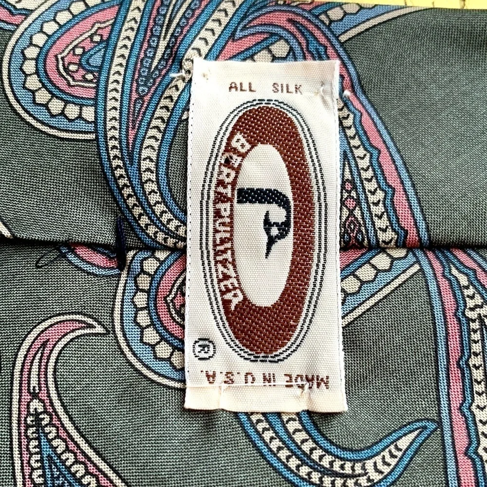 NWT pair 90’s Vintage Bert Pulitzer Paisley Ties. 100% Silk Burgundy/Olive Green